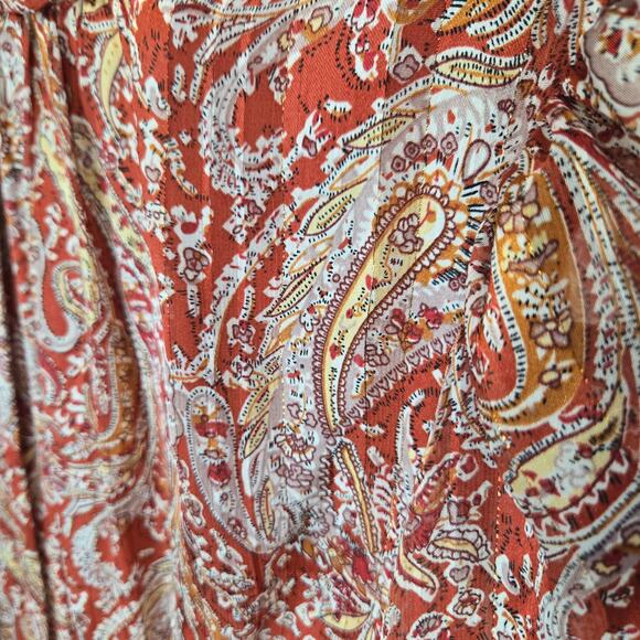 Lulus Mock Neck Long Sleeve Mini Dress Paisley Rust Red Cocktail Hour Chic XS - Picture 3 of 9